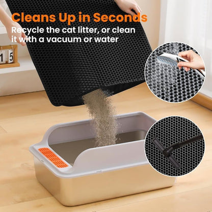 Double EVA Cat Litter Mat for Scattered Sand Control, Black, 45x60cm V1188-MS-325-0724