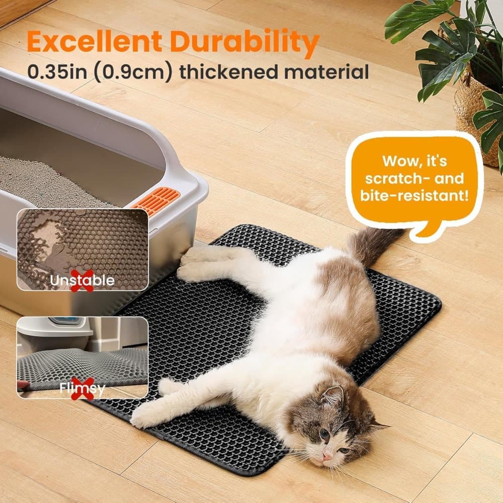 Double EVA Cat Litter Mat for Scattered Sand Control, Black, 45x60cm V1188-MS-325-0724