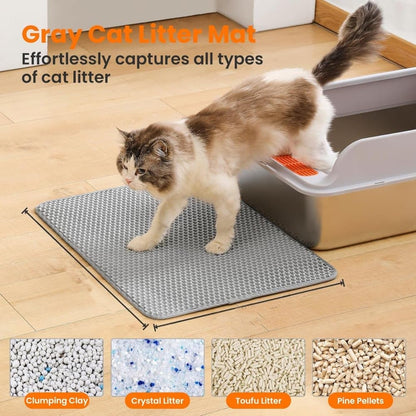 Gray Double EVA Cat Litter Mat, 45x60cm, Prevents Scattered Sand, Multiple Colors Available V1188-MS-325-0725