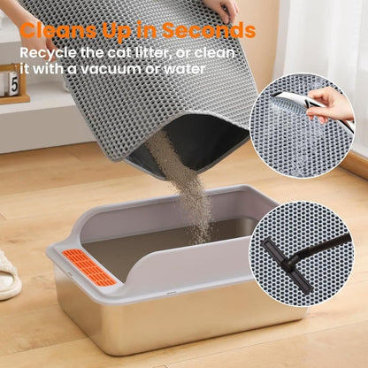 Gray Double EVA Cat Litter Mat, 45x60cm, Prevents Scattered Sand, Multiple Colors Available V1188-MS-325-0725