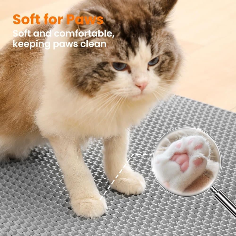 Gray Double EVA Cat Litter Mat, 45x60cm, Prevents Scattered Sand, Multiple Colors Available V1188-MS-325-0725