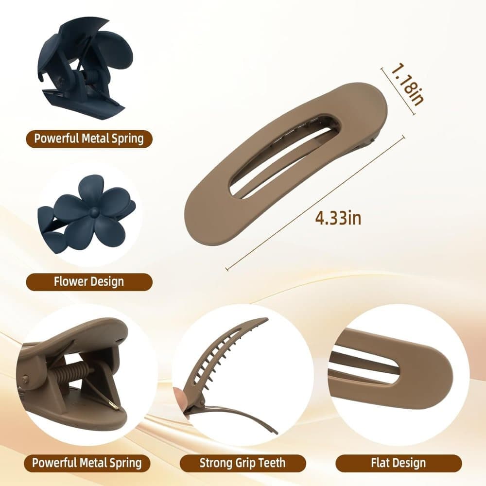 6-Pack Large Hair Clips, Anti-Slip Strong Grip for Daily Use, 11 cm V1188-MS-325-0727
