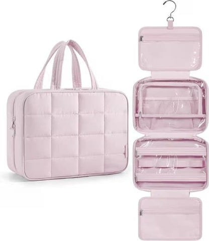 Pink Hanging Travel Makeup Bag with Jewelry Compartment, 28x12x20 cm V1188-MS-325-0735