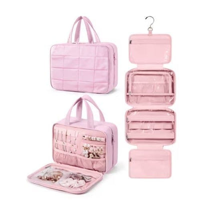 Pink Hanging Travel Makeup Bag with Jewelry Compartment, 28x12x20 cm V1188-MS-325-0735