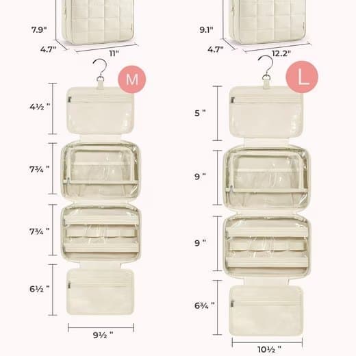 Pink Hanging Travel Makeup Bag with Jewelry Compartment, 28x12x20 cm V1188-MS-325-0735