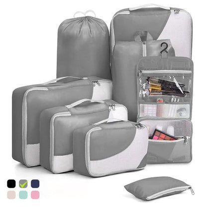 8-Piece Suitcase Organizer Set with Packing Cubes and Shoe Bags, Gray V1188-MS-325-0744