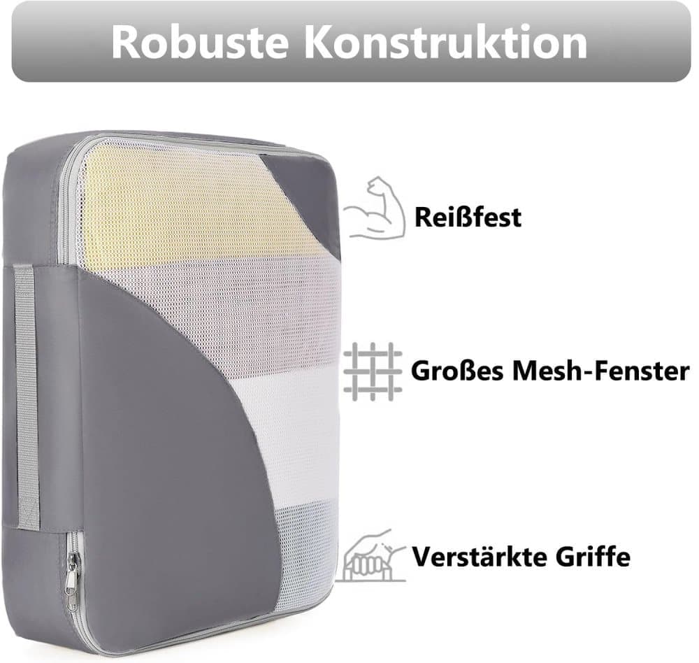 8-Piece Suitcase Organizer Set with Packing Cubes and Shoe Bags, Gray V1188-MS-325-0744