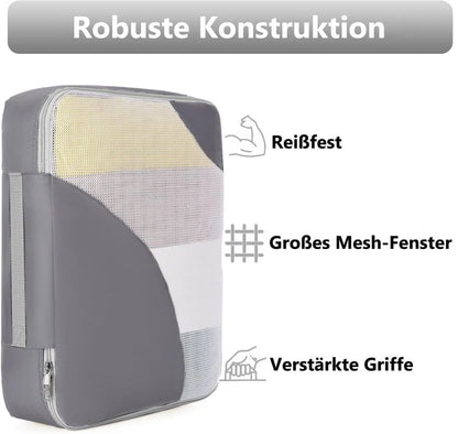 8-Piece Suitcase Organizer Set with Packing Cubes and Shoe Bags, Gray V1188-MS-325-0744
