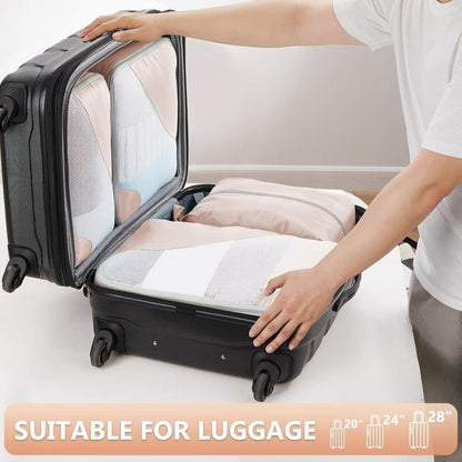 8-Piece Light Green Suitcase Organizer Set with Durable Packing Cubes and Shoe Bags, 8-Piece V1188-MS-325-0746