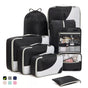 8-Piece Suitcase Organizer Set with Durable Packing Cubes and Clothing Shoe Bags, Black V1188-MS-325-0747