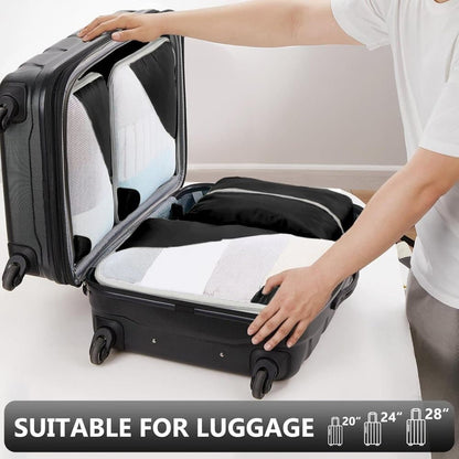 8-Piece Suitcase Organizer Set with Durable Packing Cubes and Clothing Shoe Bags, Black V1188-MS-325-0747