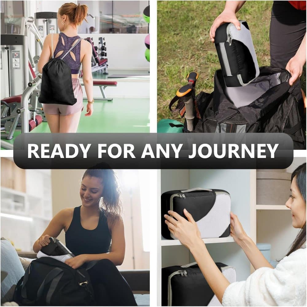 8-Piece Suitcase Organizer Set with Durable Packing Cubes and Clothing Shoe Bags, Black V1188-MS-325-0747