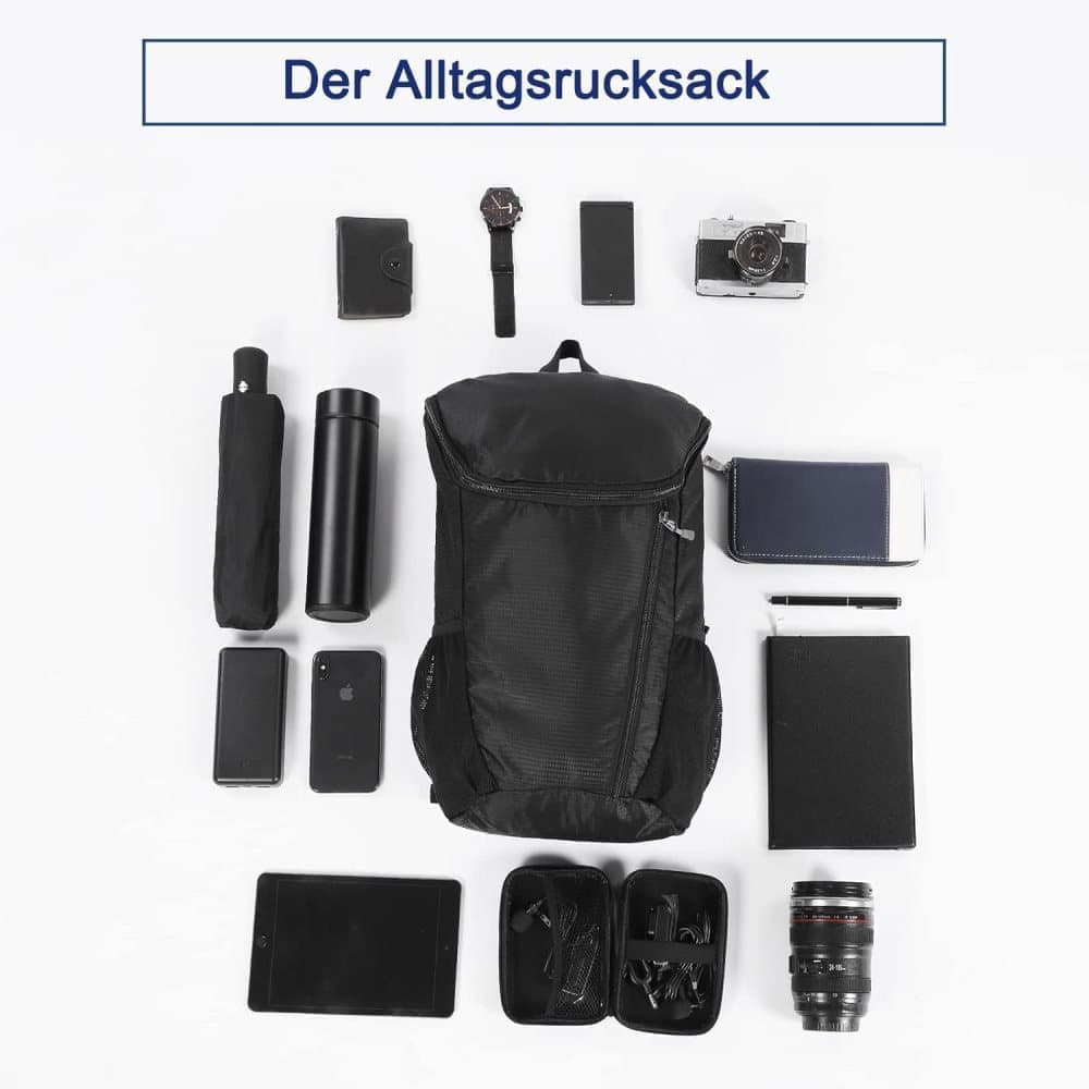 20L Lightweight Hiking Backpack Waterproof Durable Outdoor Backpack, Black V1188-MS-325-0748