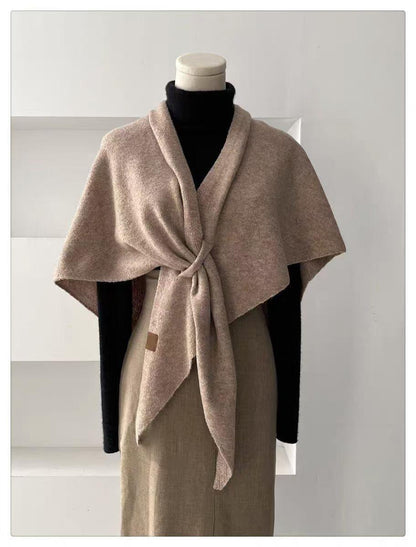 Women's Faux Cashmere Shawl Scarf Warm Extra-Long Triangular Wrap, 180 x 70 cm, Light Brown V1188-MS-325-0752