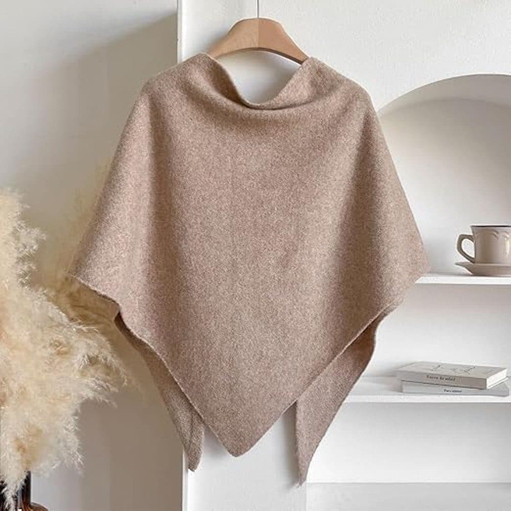 Women's Faux Cashmere Shawl Scarf Warm Extra-Long Triangular Wrap, 180 x 70 cm, Light Brown V1188-MS-325-0752
