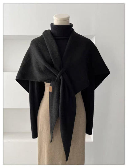 1 Black Women's Faux Cashmere Shawl Scarf, Extra-Long Large Triangular Wrap, 180 x 70 cm V1188-MS-325-0753
