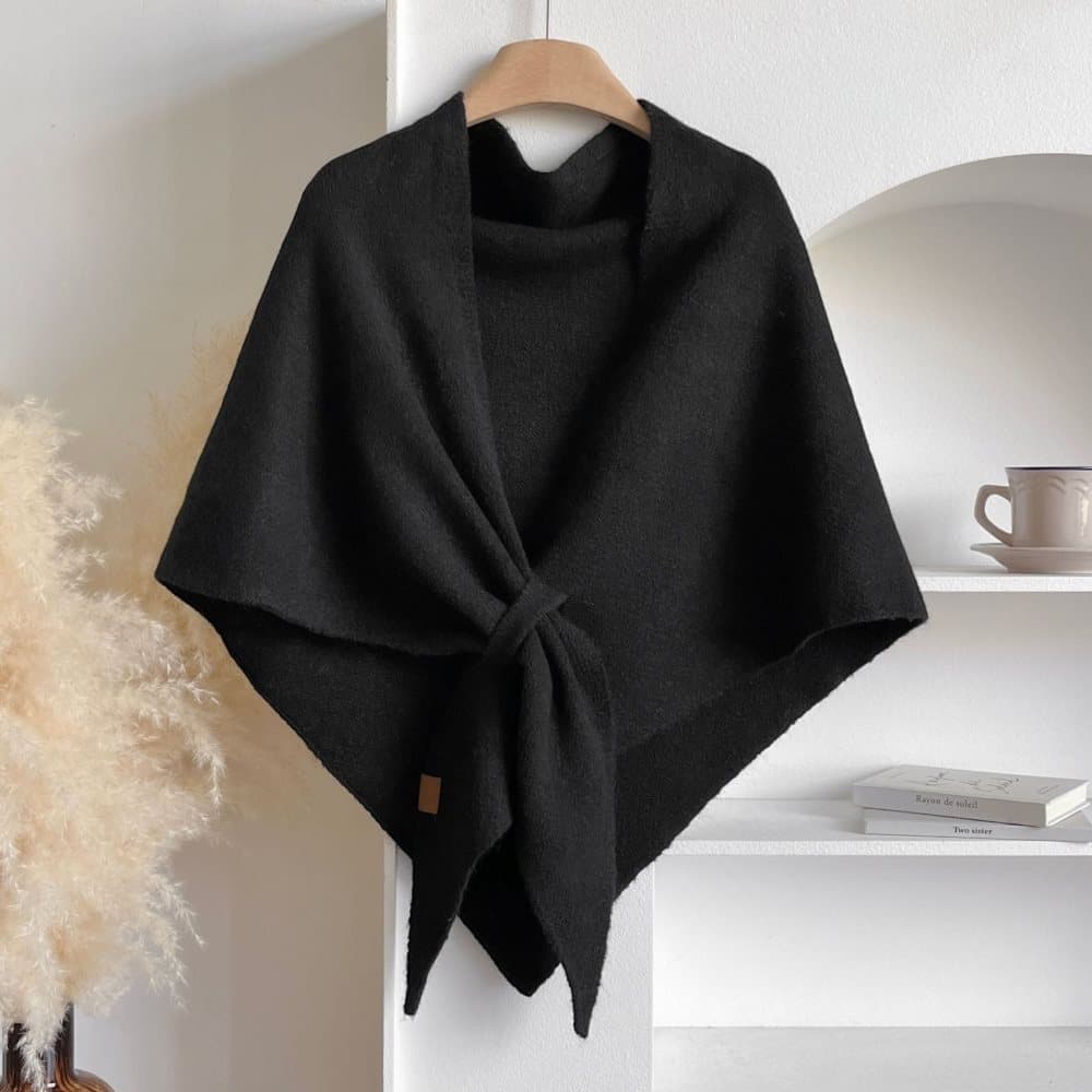 1 Black Women's Faux Cashmere Shawl Scarf, Extra-Long Large Triangular Wrap, 180 x 70 cm V1188-MS-325-0753