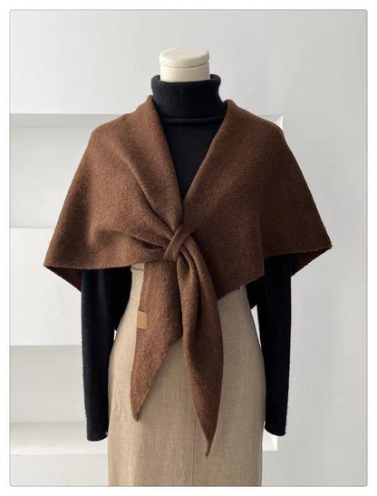 Faux Cashmere Shawl Scarf for Women, Warm Large Triangular Wrap, 180 x 70 cm, Brown, Ideal for Party Wedding V1188-MS-325-0756