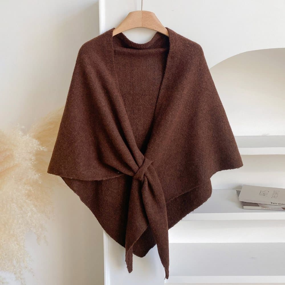 Faux Cashmere Shawl Scarf for Women, Warm Large Triangular Wrap, 180 x 70 cm, Brown, Ideal for Party Wedding V1188-MS-325-0756