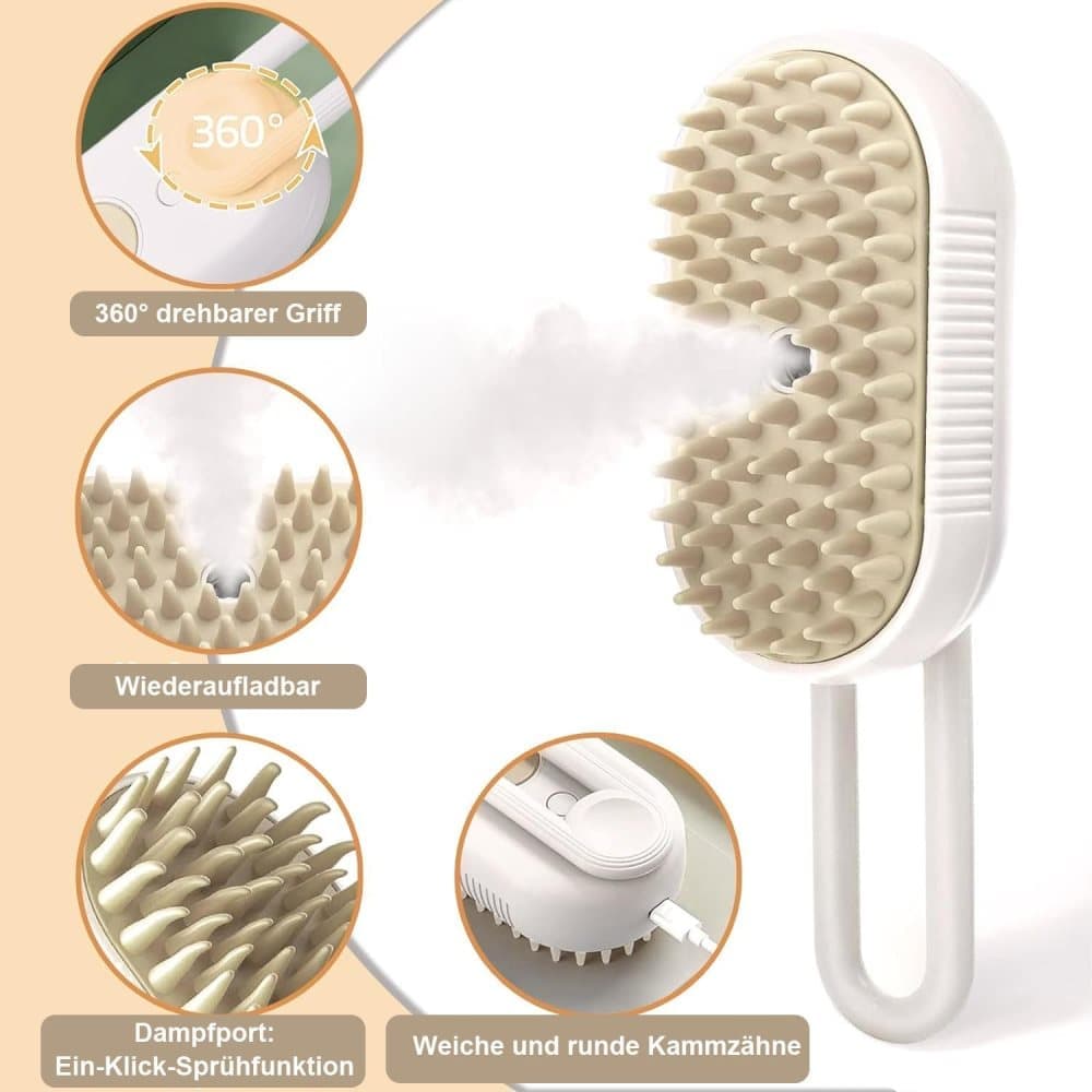 Pet Steam Brush for Cats and Dogs, Green Comb with Spray & Massage Function V1188-MS-325-0759