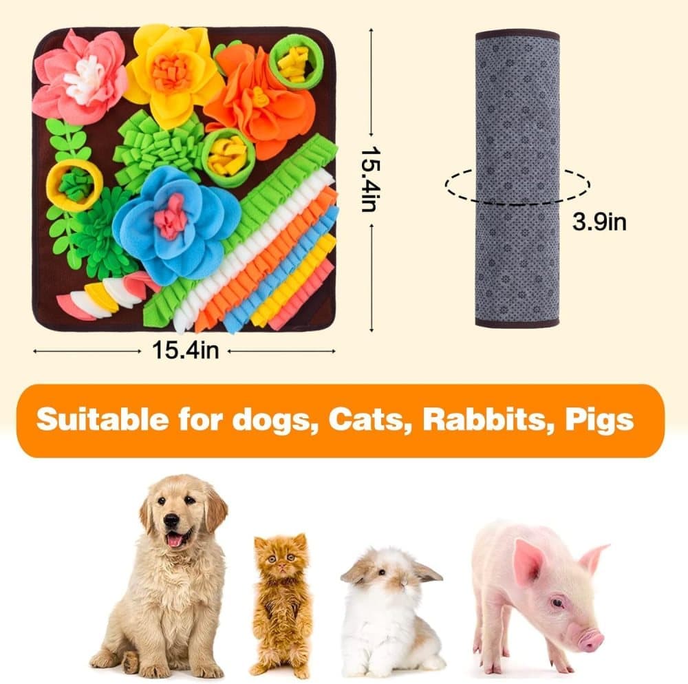 Interactive Slow Feeding Snuff Mat for Dogs, Portable Foraging Training Mat, Brown V1188-MS-325-0761