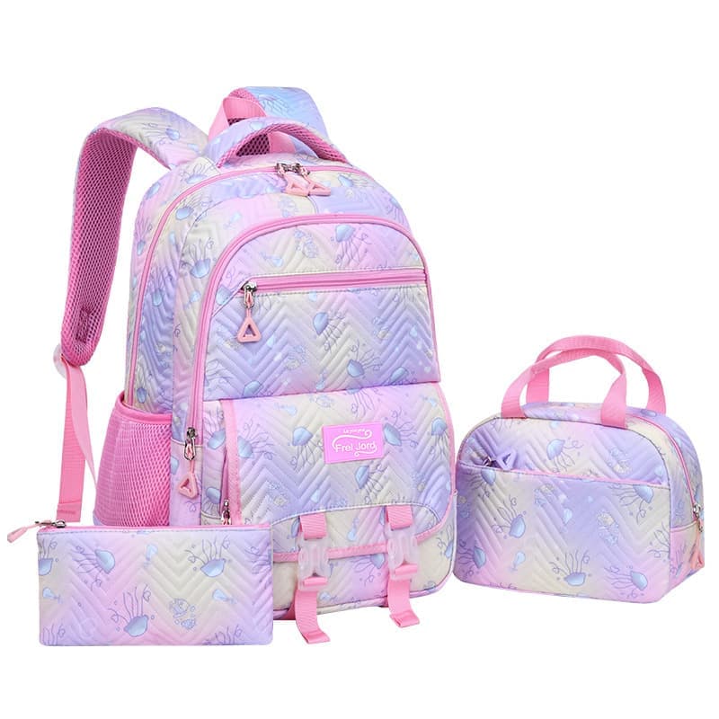 3-Piece Girls Backpack Set with Pencil Case and Lunch Bag, Pink, for Elementary & Teenage Students V1188-MS-325-0762