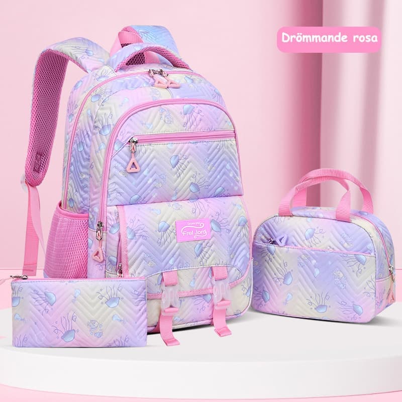 3-Piece Girls Backpack Set with Pencil Case and Lunch Bag, Pink, for Elementary & Teenage Students V1188-MS-325-0762