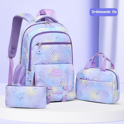 3-Piece Girls Backpack Set with Pencil Case and Lunch Bag, Purple, for Elementary & Teenage Students V1188-MS-325-0763