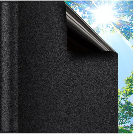 Blackout Window Film 45x500cm, Self-Adhesive Privacy UV Protection Static Cling No Glue, Black V1188-MS-325-0766