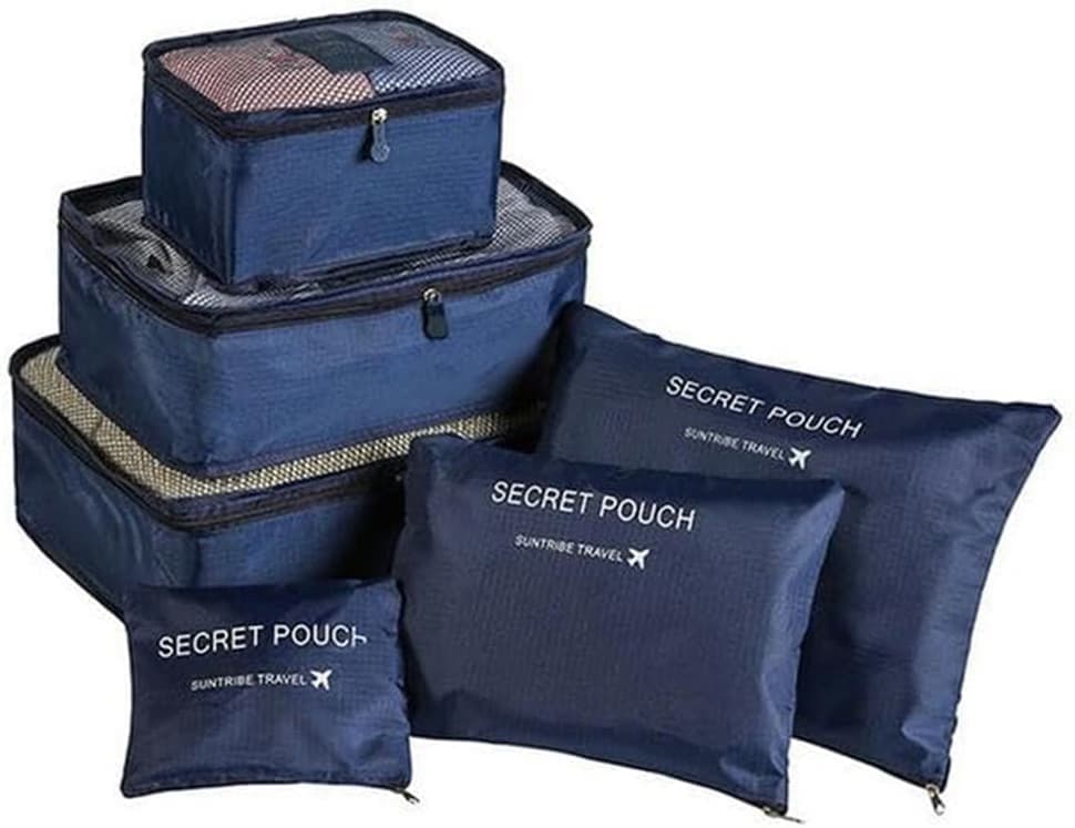 6-Piece Waterproof Travel Bag Set Luggage Organizer, Dark Blue V1188-MS-325-0767