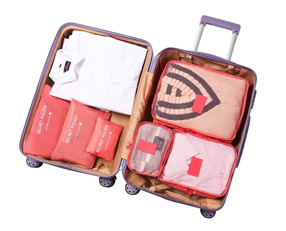 6-Piece Waterproof Travel Bag Set Luggage Organizer, Dark Blue V1188-MS-325-0767