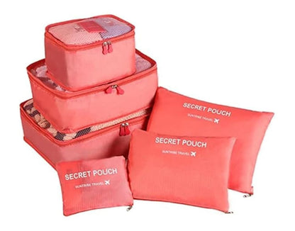 6-Piece Waterproof Travel Bag Set Luggage Organizer, Red V1188-MS-325-0768
