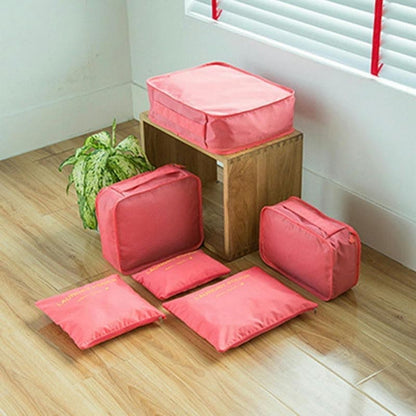 6-Piece Waterproof Travel Bag Set Luggage Organizer, Red V1188-MS-325-0768