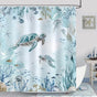 Waterproof Shower Curtain with Sea Turtle and Dolphin Motif, Light Blue, Mildew Resistant, 180x200 cm V1188-MS-325-0771
