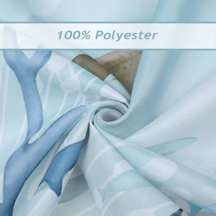 Waterproof Shower Curtain with Sea Turtle and Dolphin Motif, Light Blue, Mildew Resistant, 180x200 cm V1188-MS-325-0771