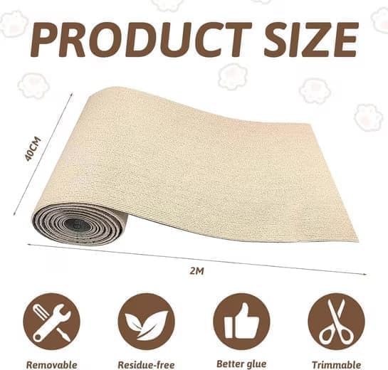 Self-adhesive cat scratching board wall and sofa protector DIY corner mat for cats, 40cm x 200cm, compatible V1188-MS-325-0775