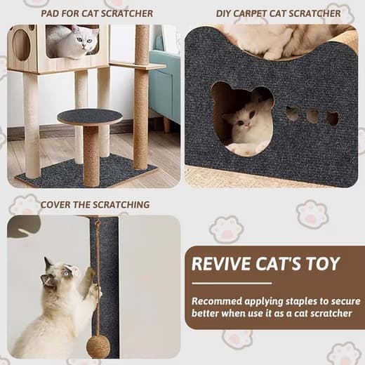 40cm x 200cm Self-Adhesive Cat Scratching Board, Wall and Sofa Protector, DIY Corner Mat for Cats, Dark Gray V1188-MS-325-0776