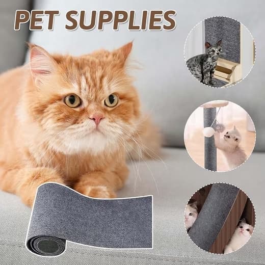 40cm x 200cm Self-Adhesive Cat Scratching Board, Wall and Sofa Protector, DIY Corner Mat for Cats, Dark Gray V1188-MS-325-0776