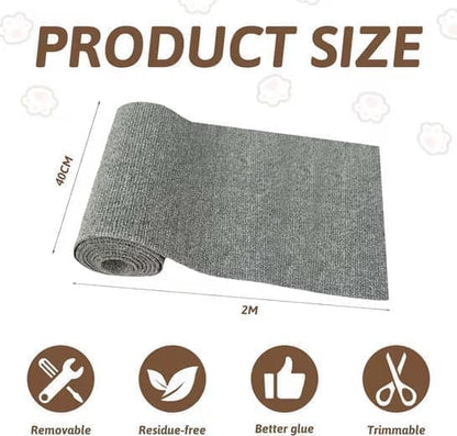 Self-Adhesive Cat Scratching Board, Wall and Sofa Protector for Cats, DIY Corner Mat, Light Gray, 40cm x 200cm V1188-MS-325-0778