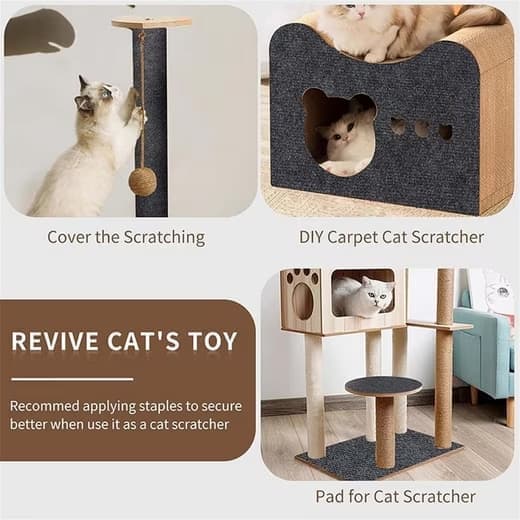 Self-Adhesive Cat Scratching Board Wall and Sofa Protector DIY Corner Mat for Cats, 40cm x 200cm, Brown V1188-MS-325-0779
