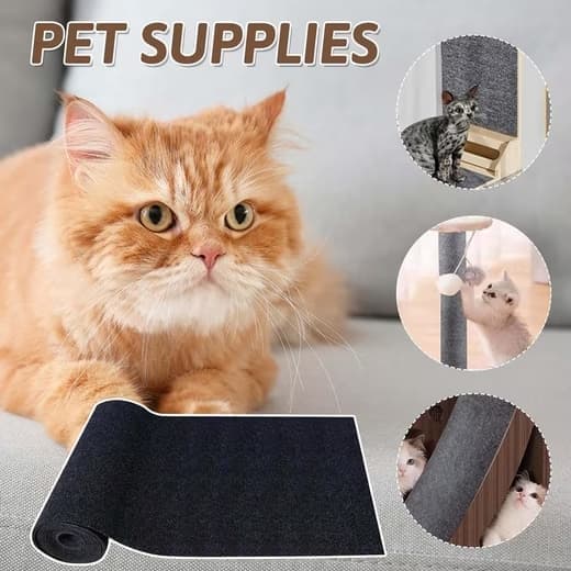 1 Pack Self-Adhesive Cat Scratching Board Wall Protector for Cats, DIY Corner Mat, 40cm x 200cm, Black V1188-MS-325-0780