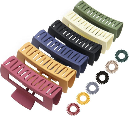 6-Pack Strong Rectangular Hair Clips for Thick Hair, Non-Slip Matte Solid Color, Multicolor V1188-MS-325-0784