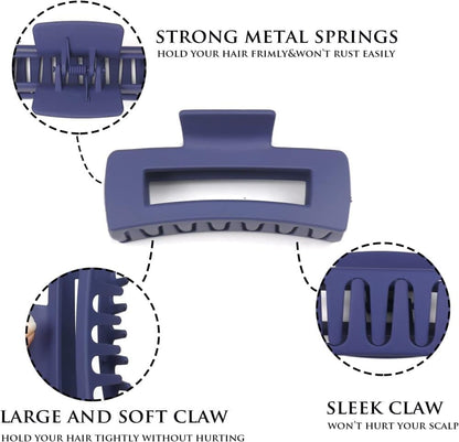 6-Pack Strong Rectangular Hair Clips for Thick Hair, Non-Slip Matte Solid Color, Multicolor V1188-MS-325-0784