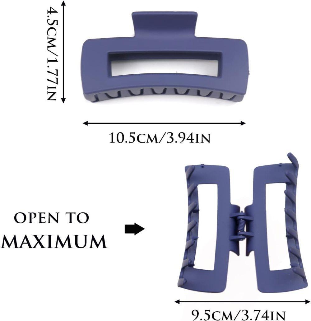 6-Pack Strong Rectangular Hair Clips for Thick Hair, Non-Slip Matte Solid Color, Multicolor V1188-MS-325-0784