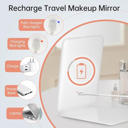 Rechargeable Makeup Mirror with 3 Color Modes, Dimmable Touch Screen LED Lighted Mirror V1188-MS-325-0788