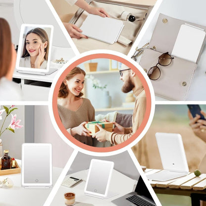 Rechargeable Makeup Mirror with 3 Color Modes, Dimmable Touch Screen LED Lighted Mirror V1188-MS-325-0788