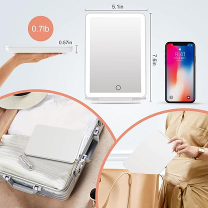 Rechargeable Makeup Mirror with 3 Color Modes, Dimmable Touch Screen LED Lighted Mirror V1188-MS-325-0788