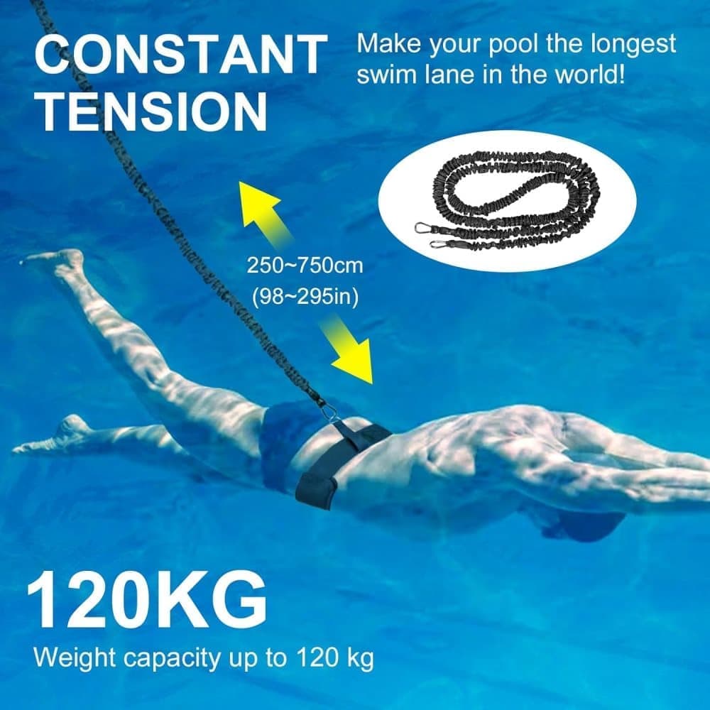 Adjustable Swim Training Belt for Adults and Children, 8-25 Feet, Compatible with Pools V1188-MS-325-0789