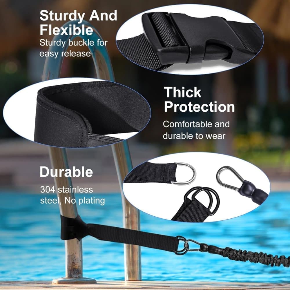 Adjustable Swim Training Belt for Adults and Children, 8-25 Feet, Compatible with Pools V1188-MS-325-0789