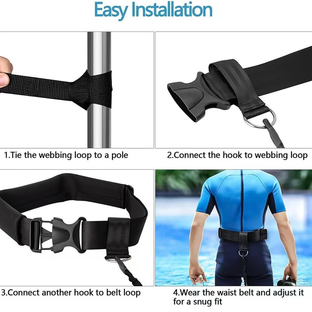 Adjustable Swim Training Belt for Adults and Children, 8-25 Feet, Compatible with Pools V1188-MS-325-0789